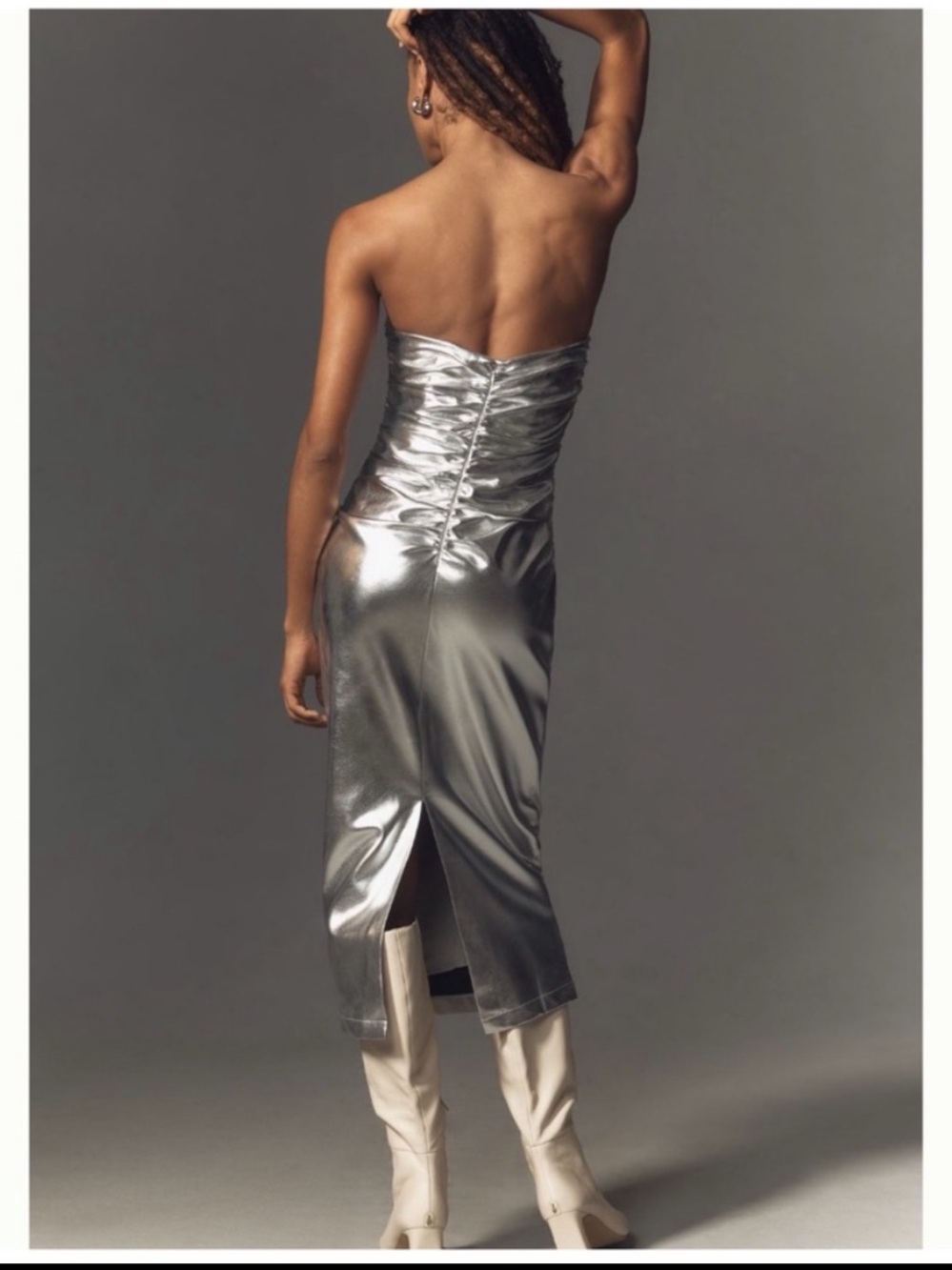 NWT Anthro The Soleil Magic Fabric Strapless Ruched Party Liquid-shine Dress: S - Picture 4 of 11